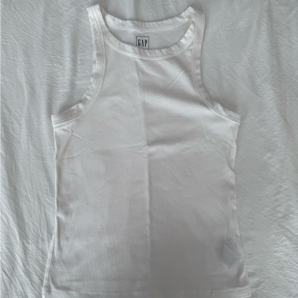 Women’s Gap White Ribbed High Neck Tank Top